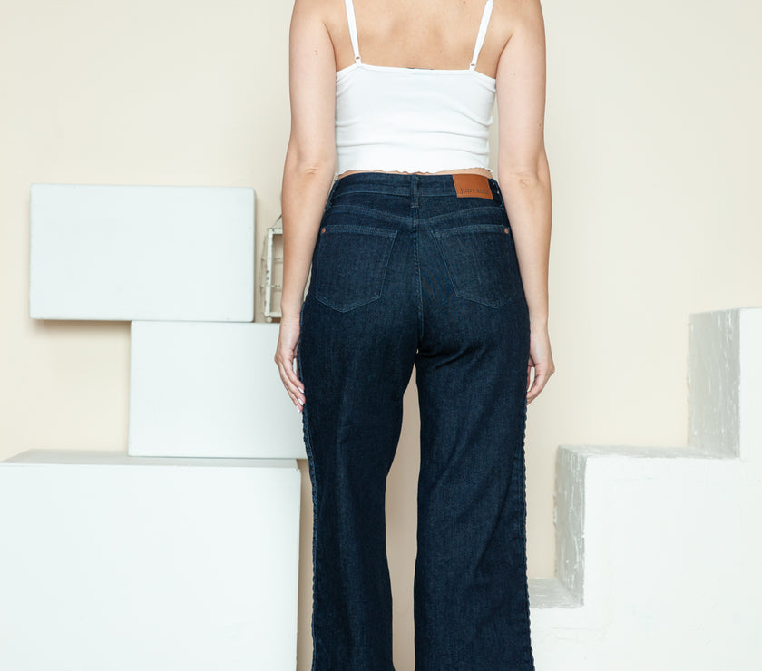 Judy Blue Full Size Side Seam Braid Detail Crop Wide Leg Jeans