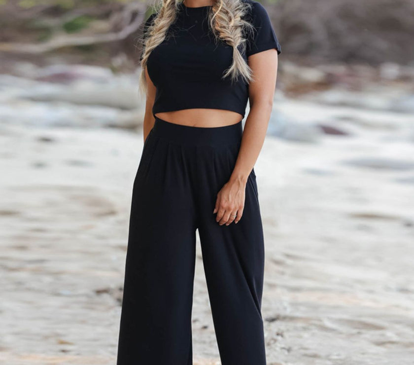 Short Sleeve T-Shirt and Wide Leg Pants Set