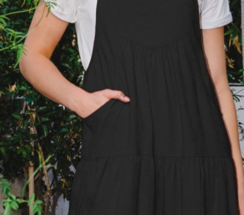 ODDI Full Size Sleeveless Tiered Midi Dress