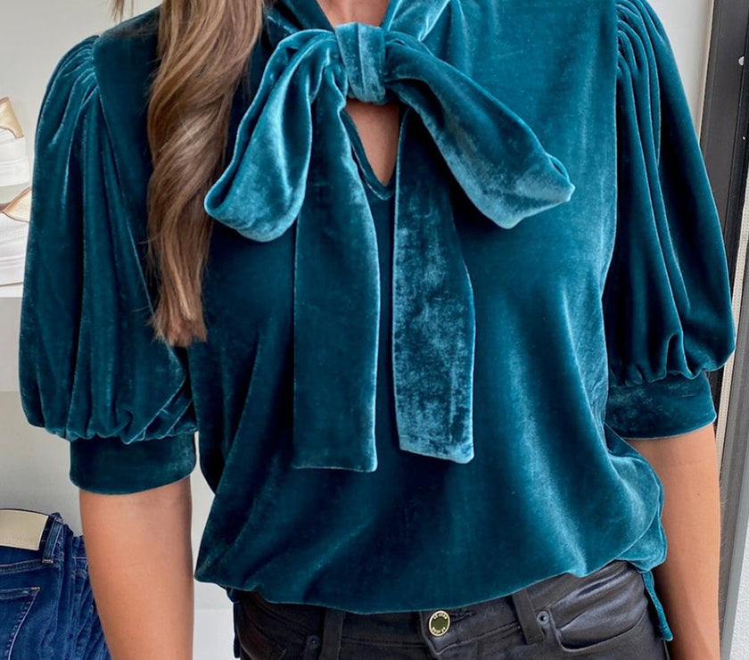 Tie Neck Half Sleeve Blouse