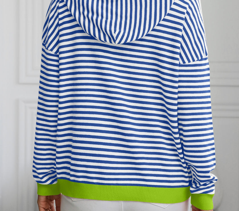 Mandy Striped Long Sleeve Hooded Knit Top