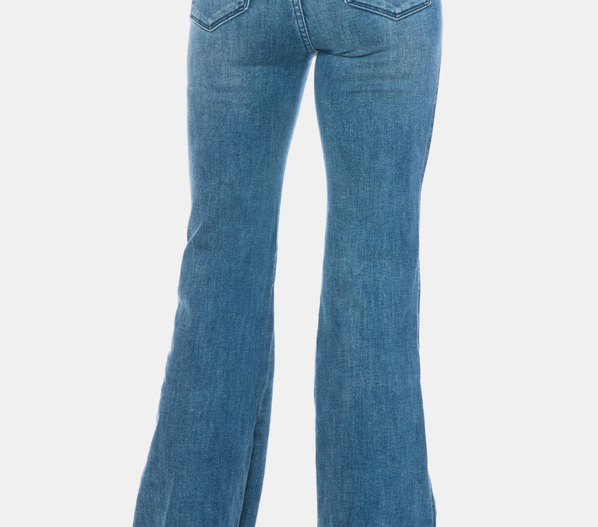 Judy Blue Full Size Tummy Control Cut Hem Flare Jeans