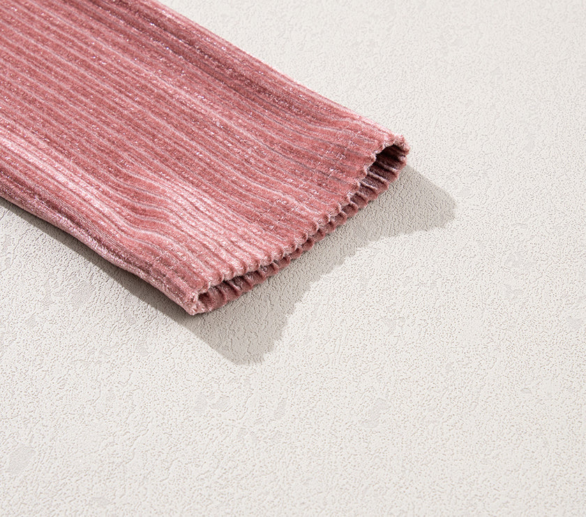 Ruffle Hem Round Neck Long Sleeve Dress