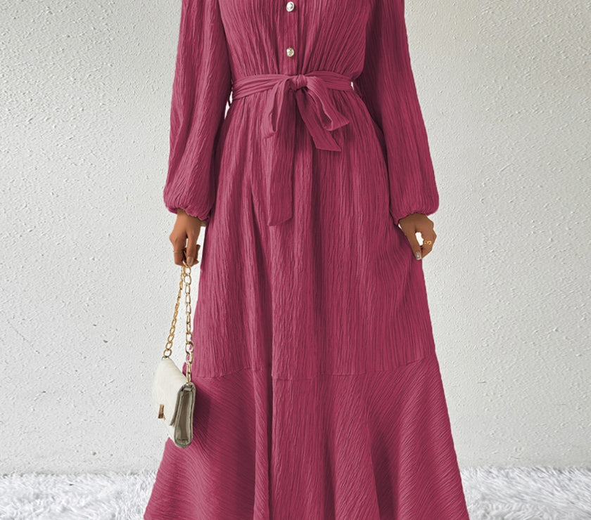 Honey Tie Waist Long Sleeve Dress