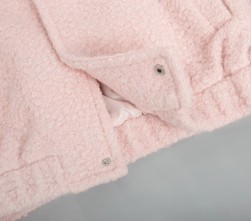 Double Take Plush Mock Neck Snap Down Jacket with Pockets