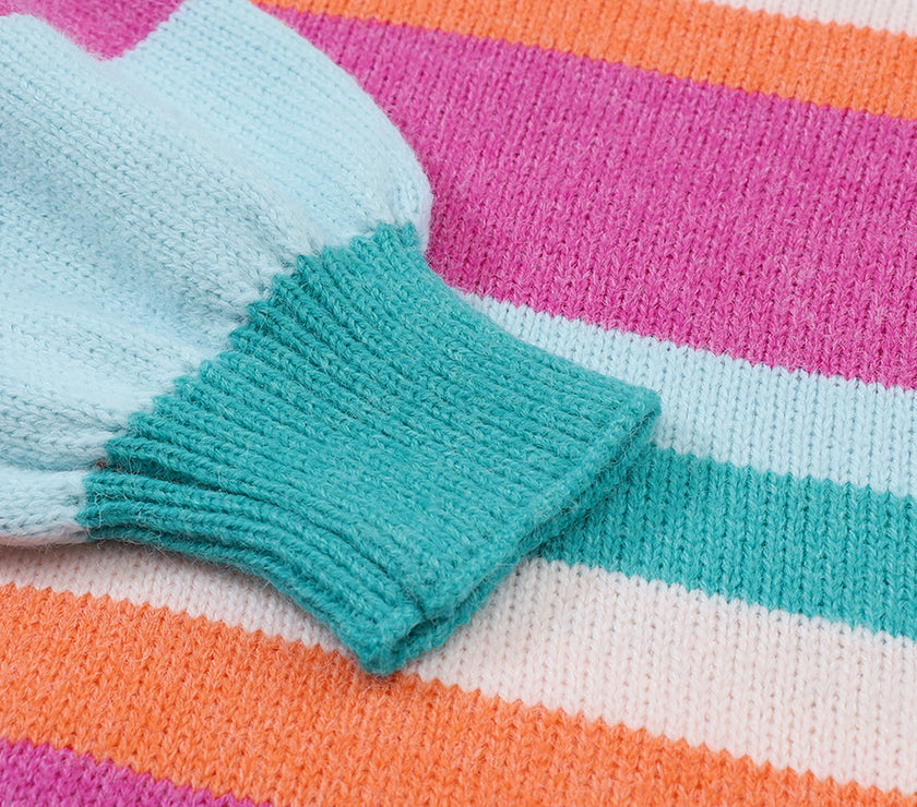 Striped Round Neck Drop Shoulder Sweater