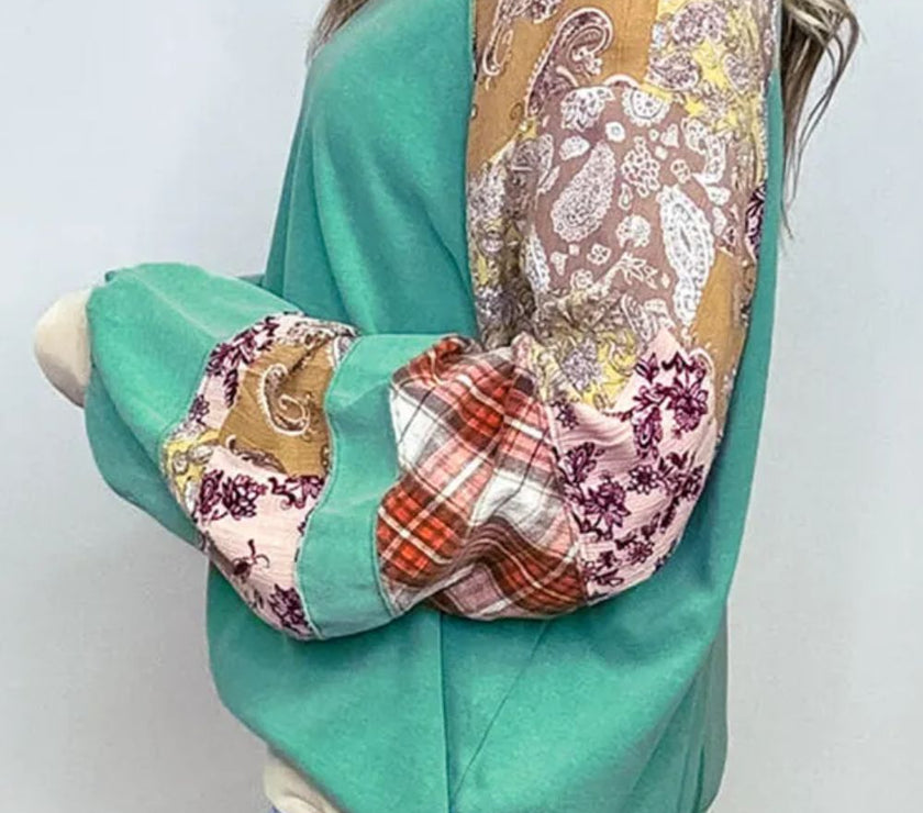 Plus Size Printed Raglan Sleeve Sweatshirt