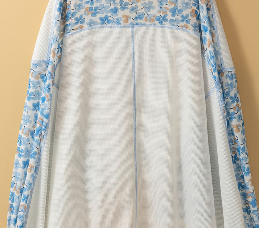 High-Low V-Neck Long Sleeve Blouse