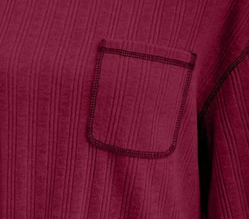 Mandy Contrast Stitching Round Neck Long Sleeve T-Shirt