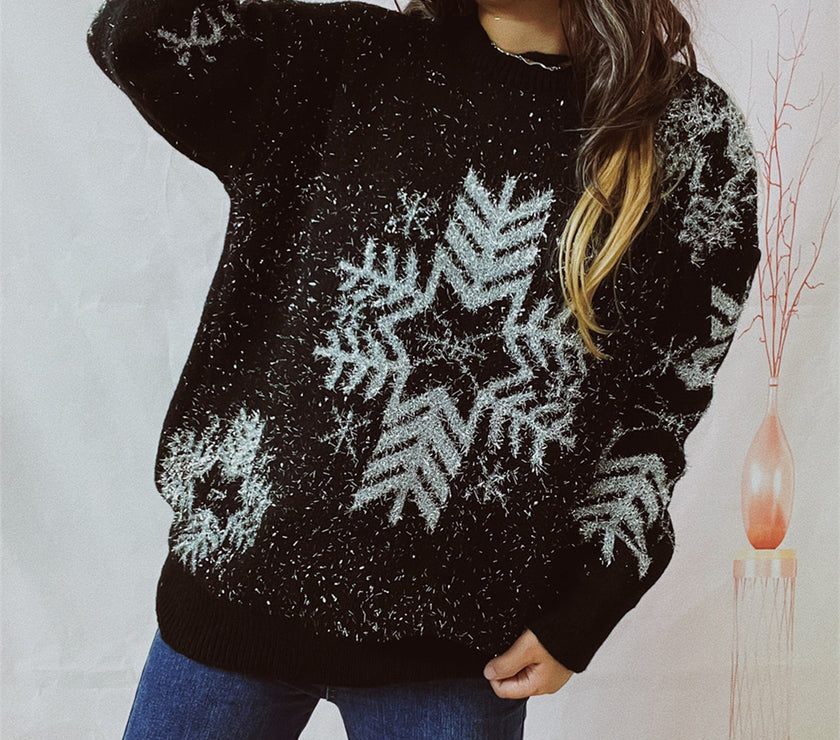 Snowflake Pattern Long Sleeve Sweater
