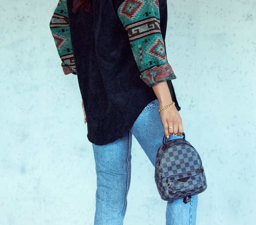 Pocketed Geometric Collared Neck Shacket