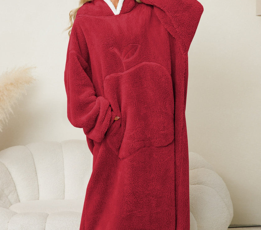 Pocketed Contrast Long Sleeve Hooded Lounge Dress
