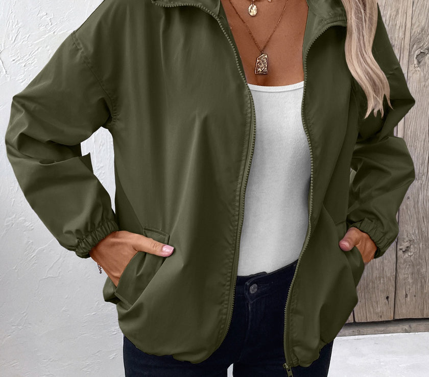 Ivy Lane Pocketed Zip Up Long Sleeve Jacket