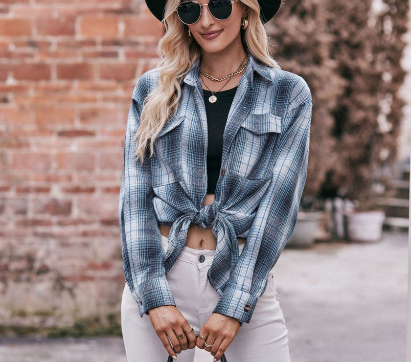 Mandy Plaid Dropped Shoulder Longline Shirt