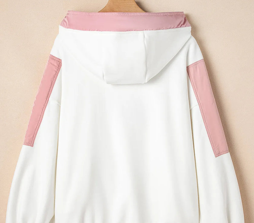 Color Block Half Zip Long Sleeve Hoodie