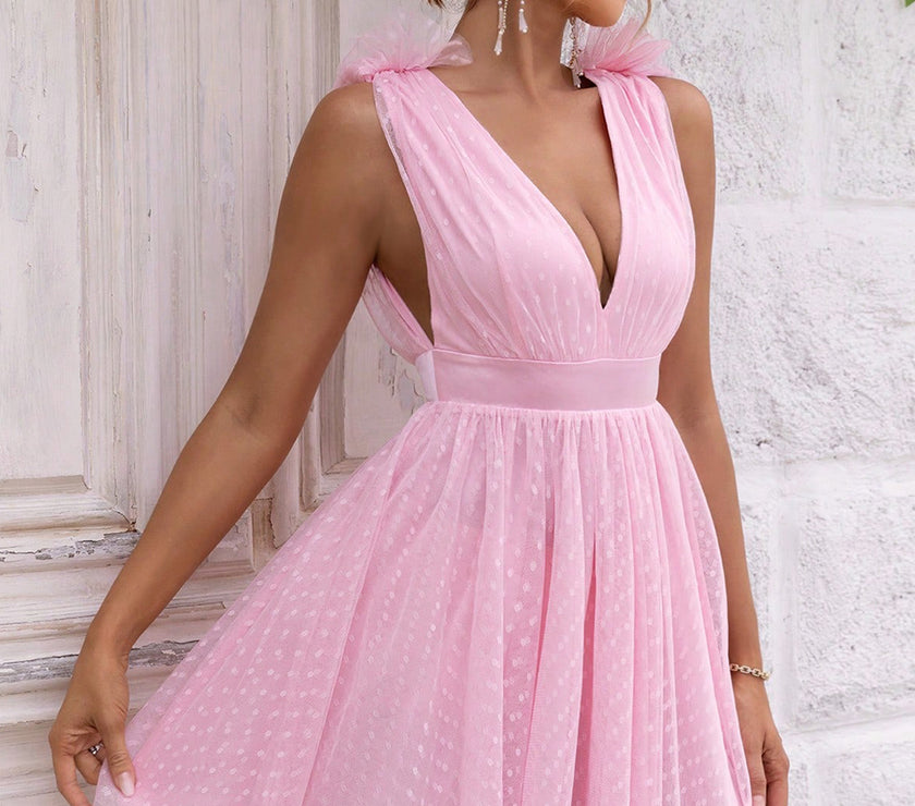 Open Back Sleeveless Mesh Dress