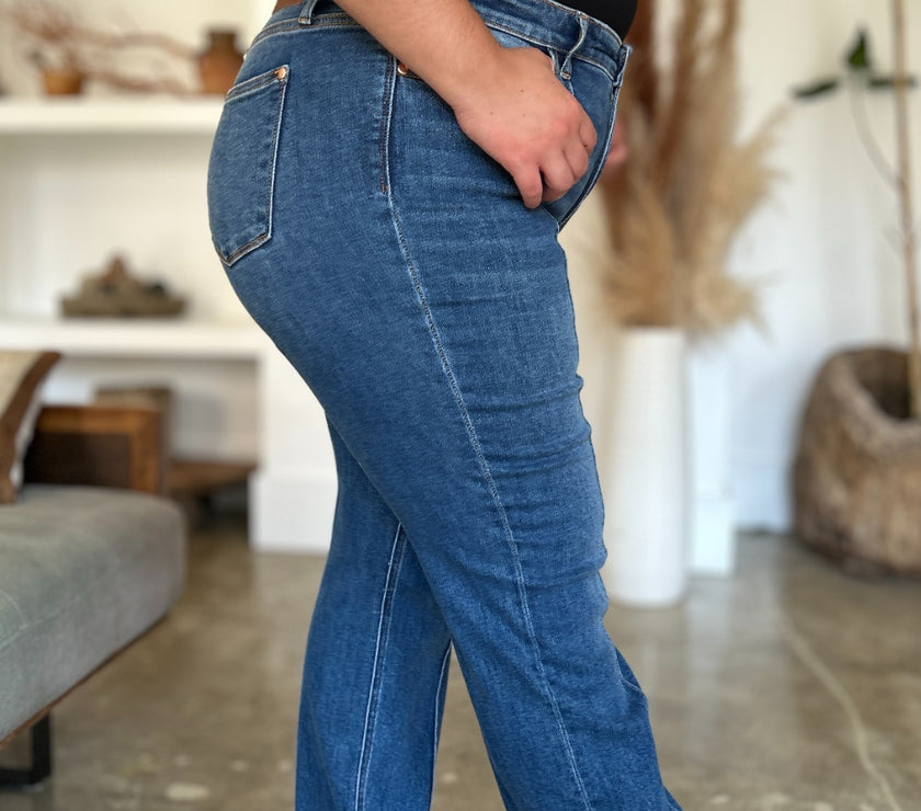 Judy Blue Full Size High Waist Front Seam Detail Straight Jeans