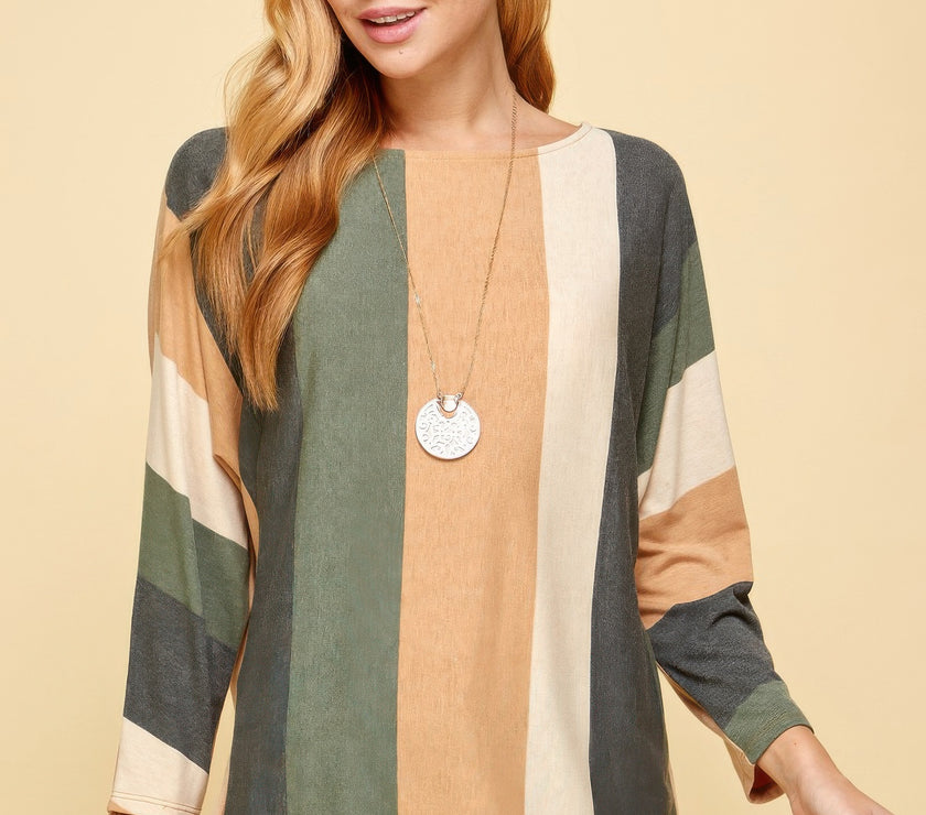 Striped Dolman Sleeves Top
