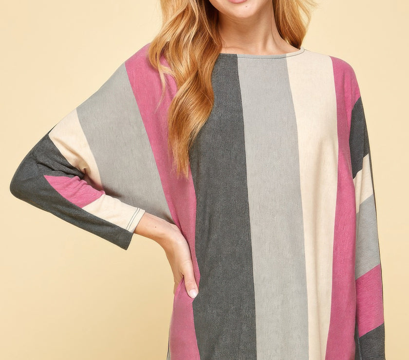 Striped Dolman Sleeves Top