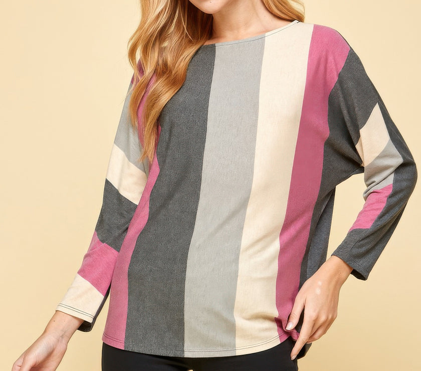 Striped Dolman Sleeves Top