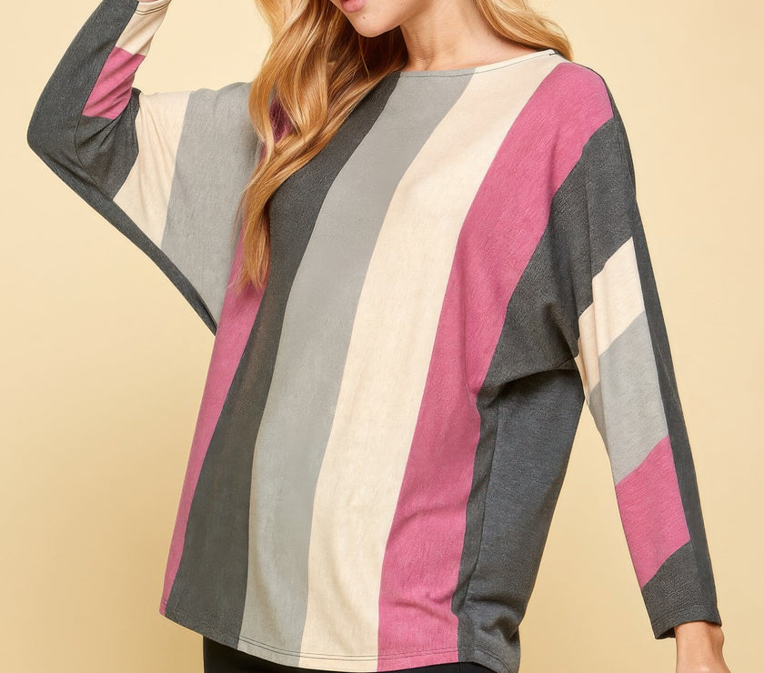 Striped Dolman Sleeves Top