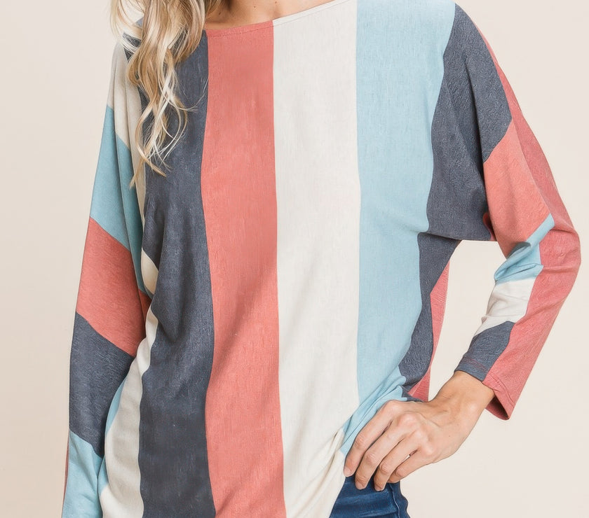 Striped Dolman Sleeves Top