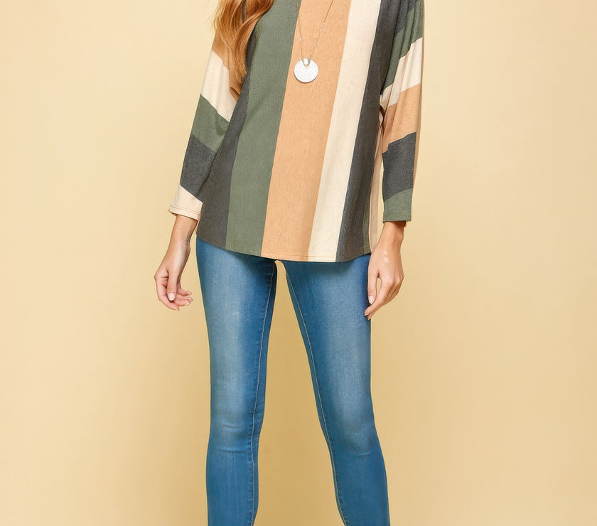 Striped Dolman Sleeves Top