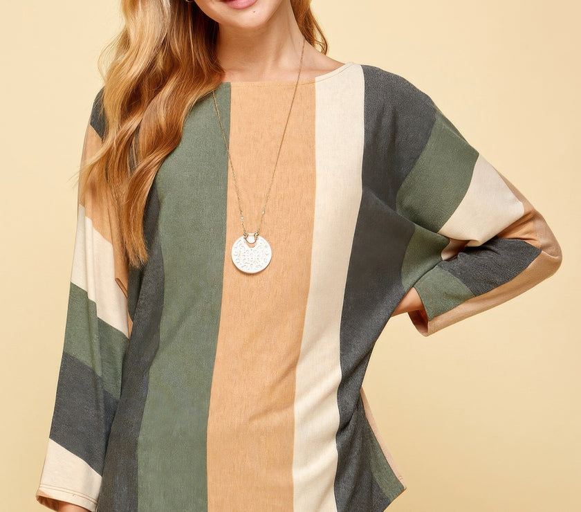 Striped Dolman Sleeves Top