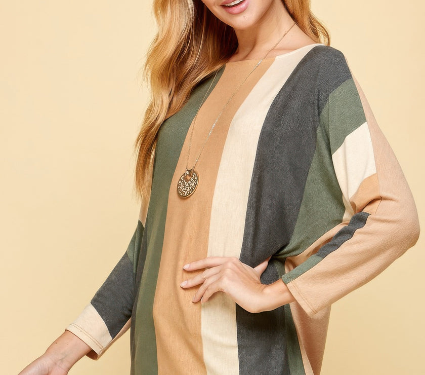 Striped Dolman Sleeves Top