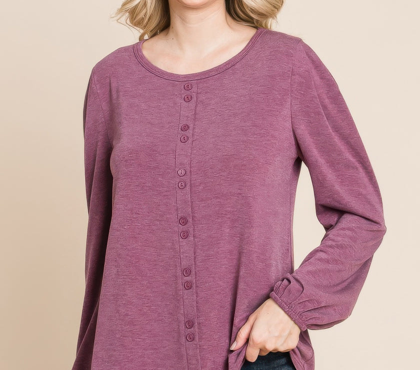 Solid Tr Spandex Long Sleeve Top