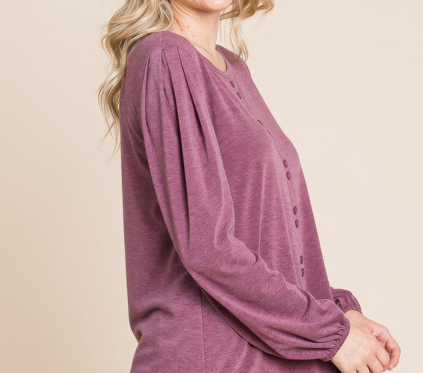 Solid Tr Spandex Long Sleeve Top
