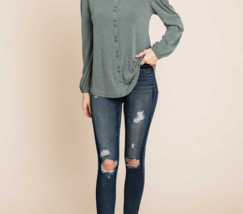 Solid Tr Spandex Long Sleeve Top