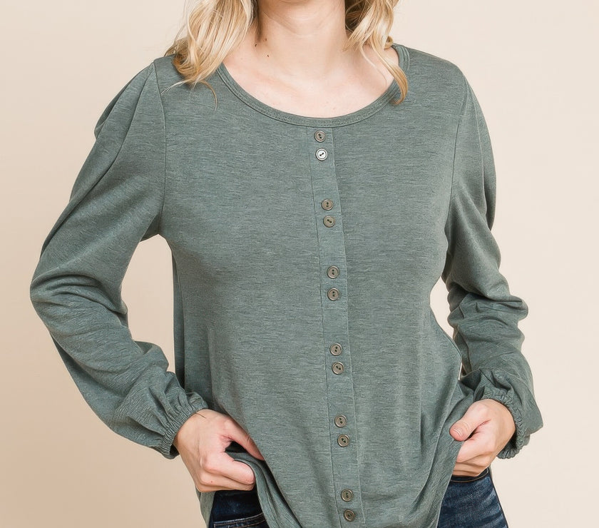 Solid Tr Spandex Long Sleeve Top