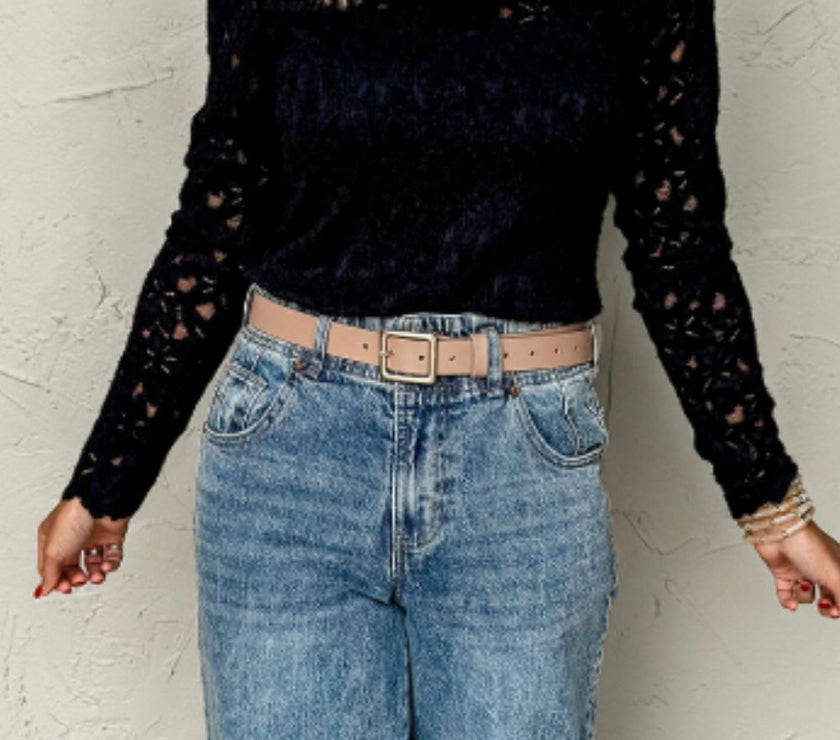 Crochet Turtleneck Long Sleeve Top