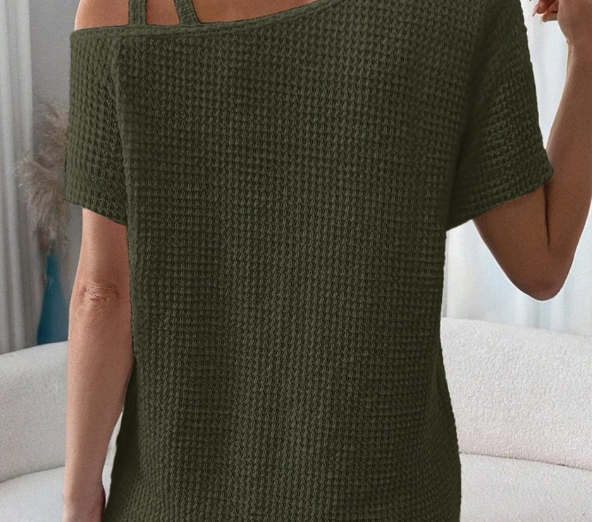 Asymmetrical Neck Short Sleeve T-Shirt