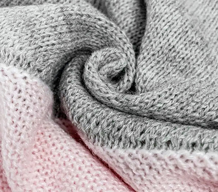 Openwork Contrast Round Neck Long Sleeve Knit Top