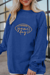 Apricot Football Graphic Drop Shoulder Game Day Corded Sweatshirt