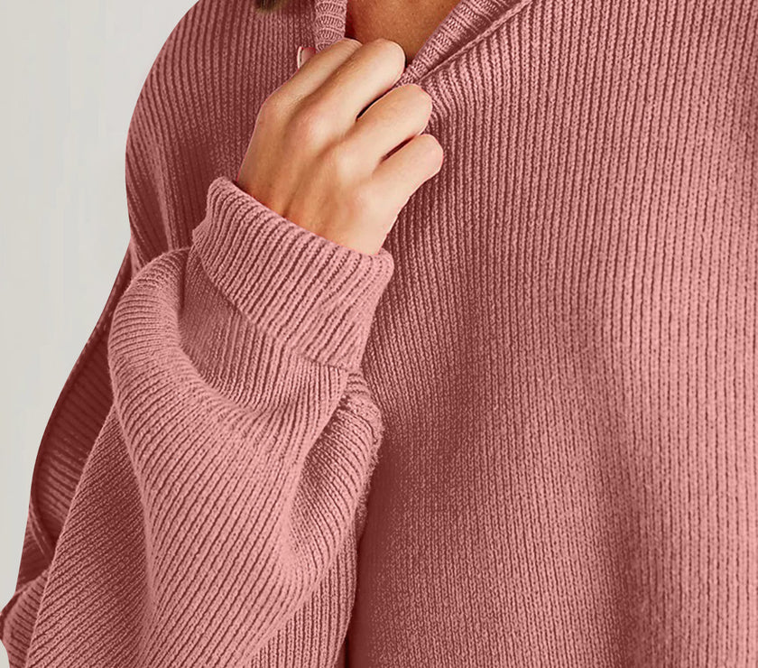 Double Take Side Slit Round Neck Long Sleeve Sweater