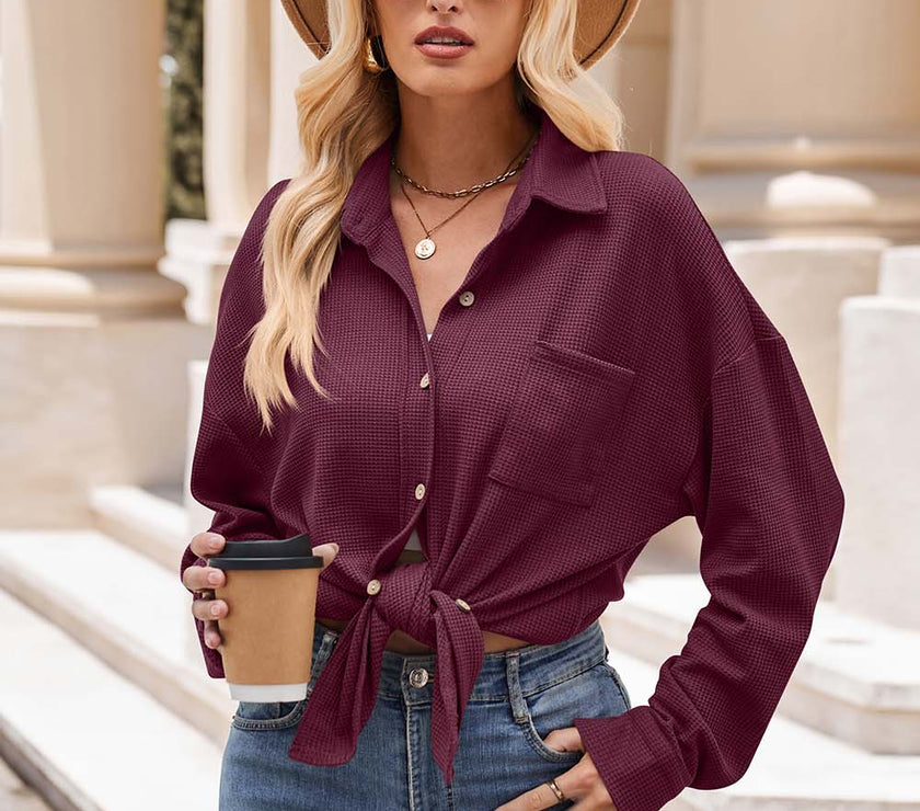 Mandy Collared Neck Dropped Shoulder Shirt