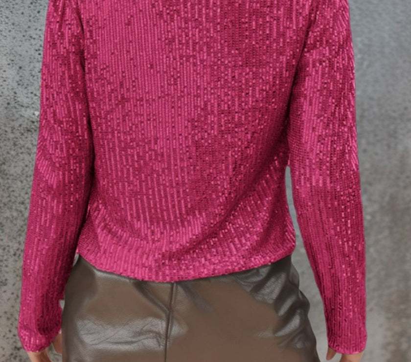 Full Size Sequin Open Front Cropped Jacket