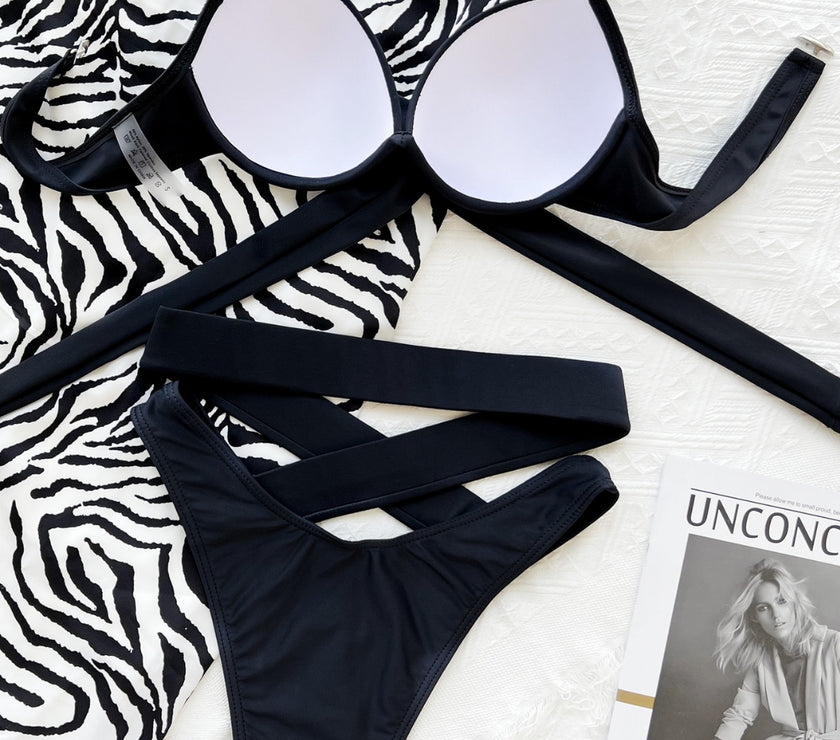 Crisscross Halter Neck Bikini Set