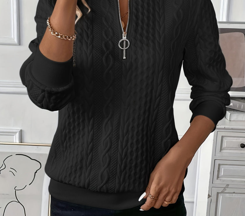Texture Half Zip Long Sleeve Sweatshirt