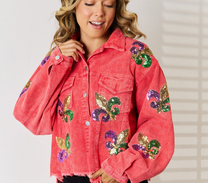 Sequin Raw Hem Jacket