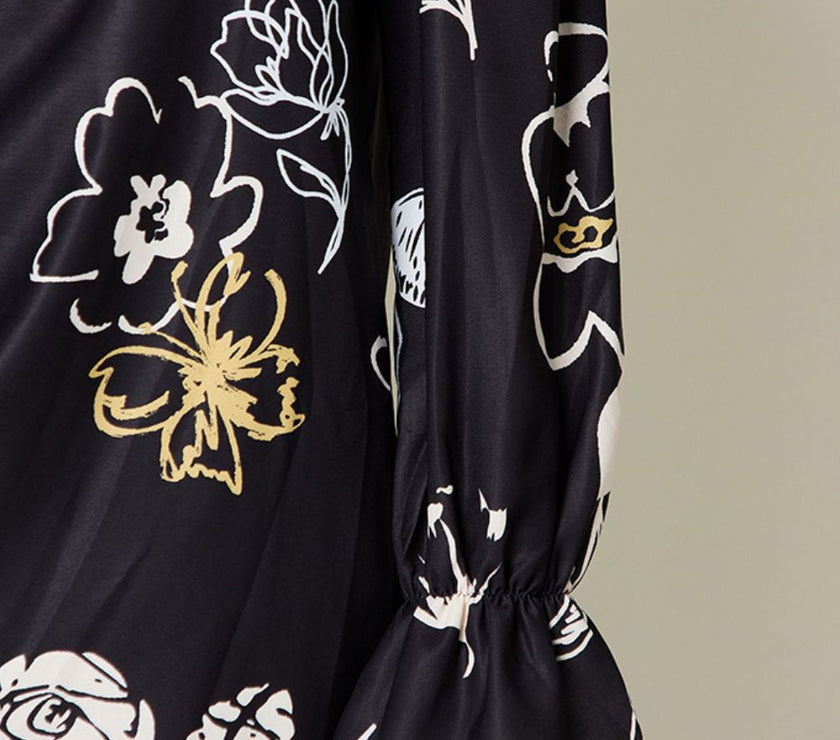 Double Take Full Size Printed Flounce Sleeve Blouse