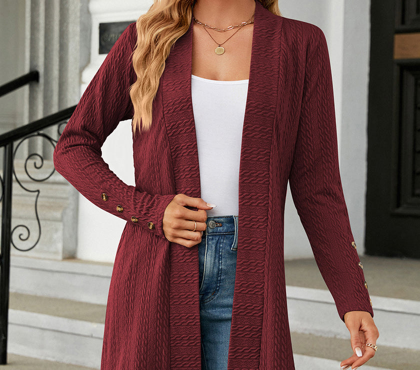 Open Front Long Sleeve Cardigan