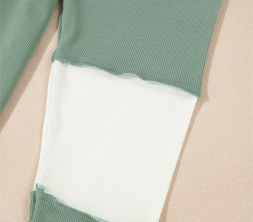 Color Block Round Neck Raglan Sleeve Top