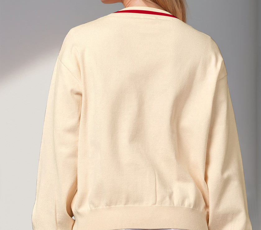 Double Take Full Size Nutcracker Sequin Bow Decor Cardigan