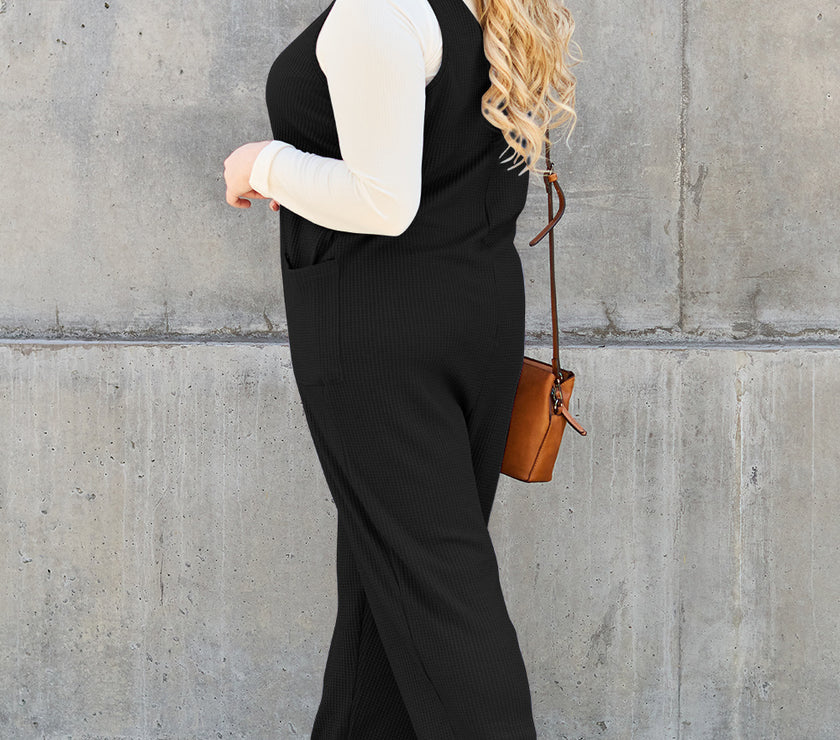 Double Take Full Size Sleeveless Straight Jumpsuit