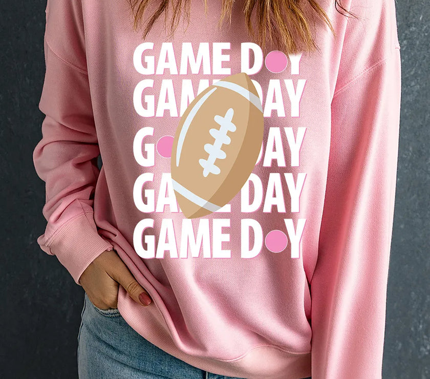 GAME DAY Round Neck Long Sleeve Sweatshirt