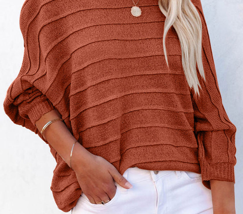 Round Neck Long Sleeve Knit Top